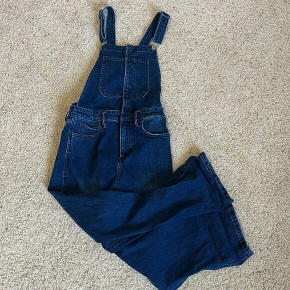 Lucky Brand Dark Wash Button Front Overalls Size 27/4 - Picture 1 of 8
